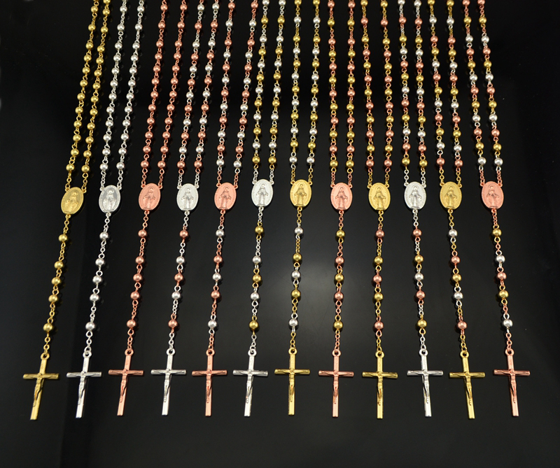 ο 縯   18K   ڰ Ʈ  ڰ /New Catholic Madonna Rosary  18K Gold Plated Crucifix Saint Jesus Cross Necklace
